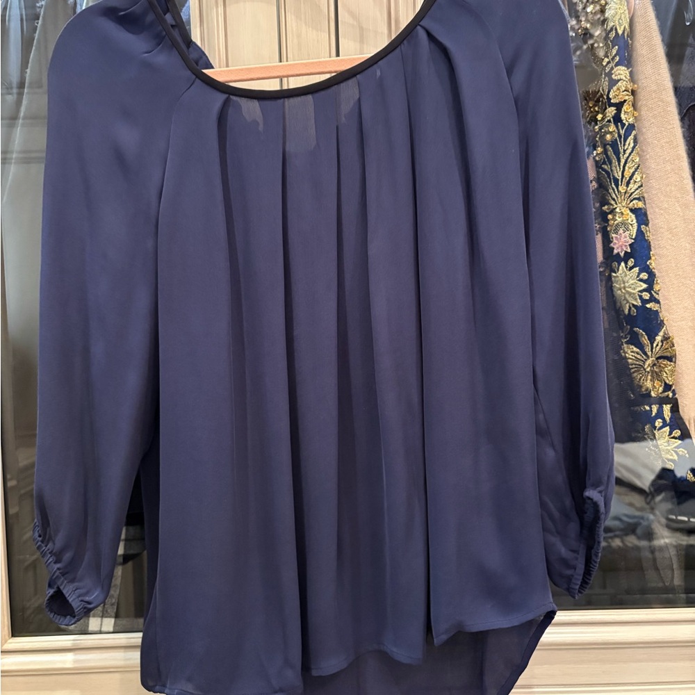 Joie Navy Blue Pleated Blouse